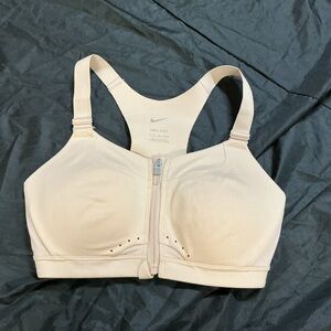 Nike Beige Zip-Front Sports Bra